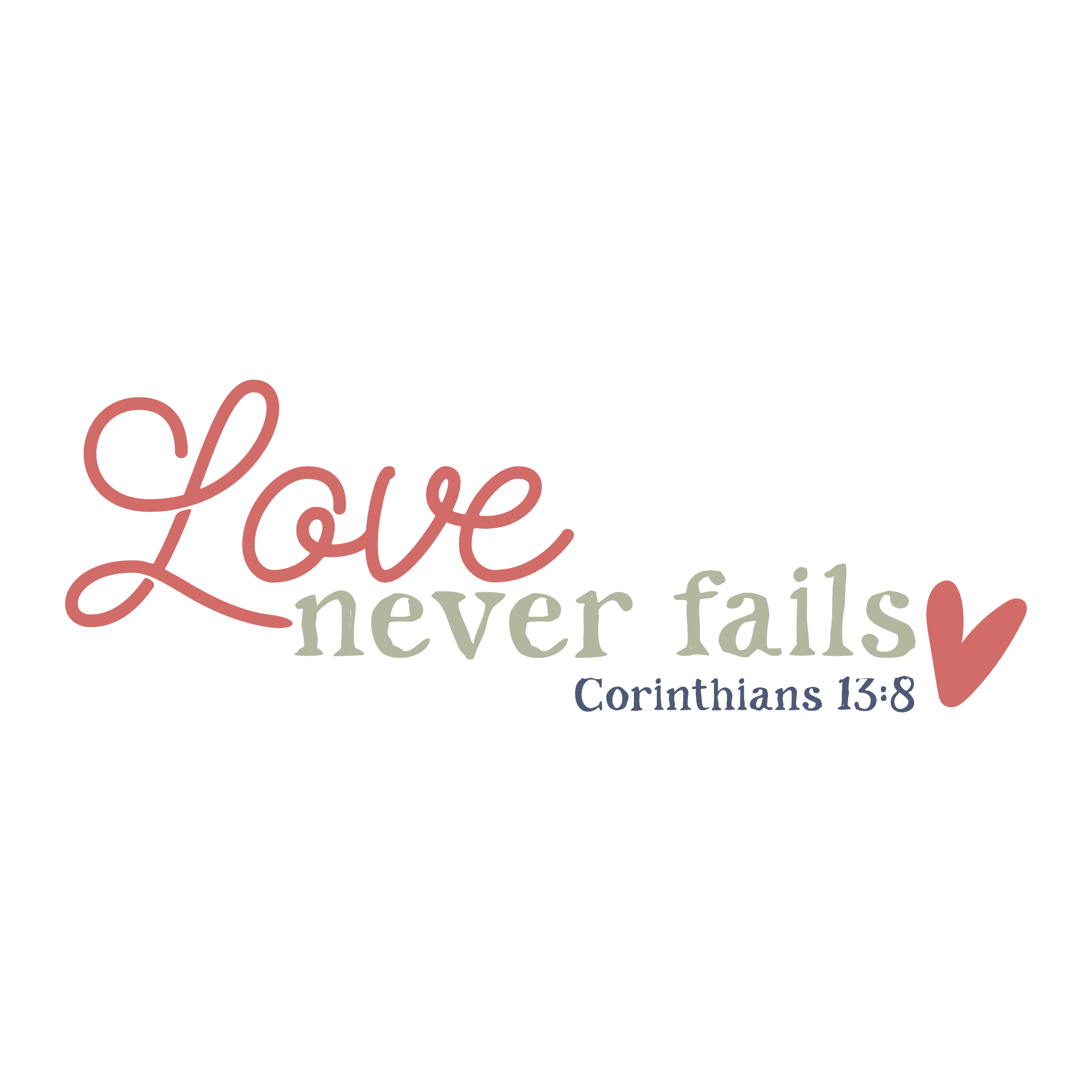 Inspirational Quote "Love Never Fails Corinthians 13 : 8" Motivational Sticker Vinyl Decal Motivation Stickers- 5" Vinyl Sticker Waterproof