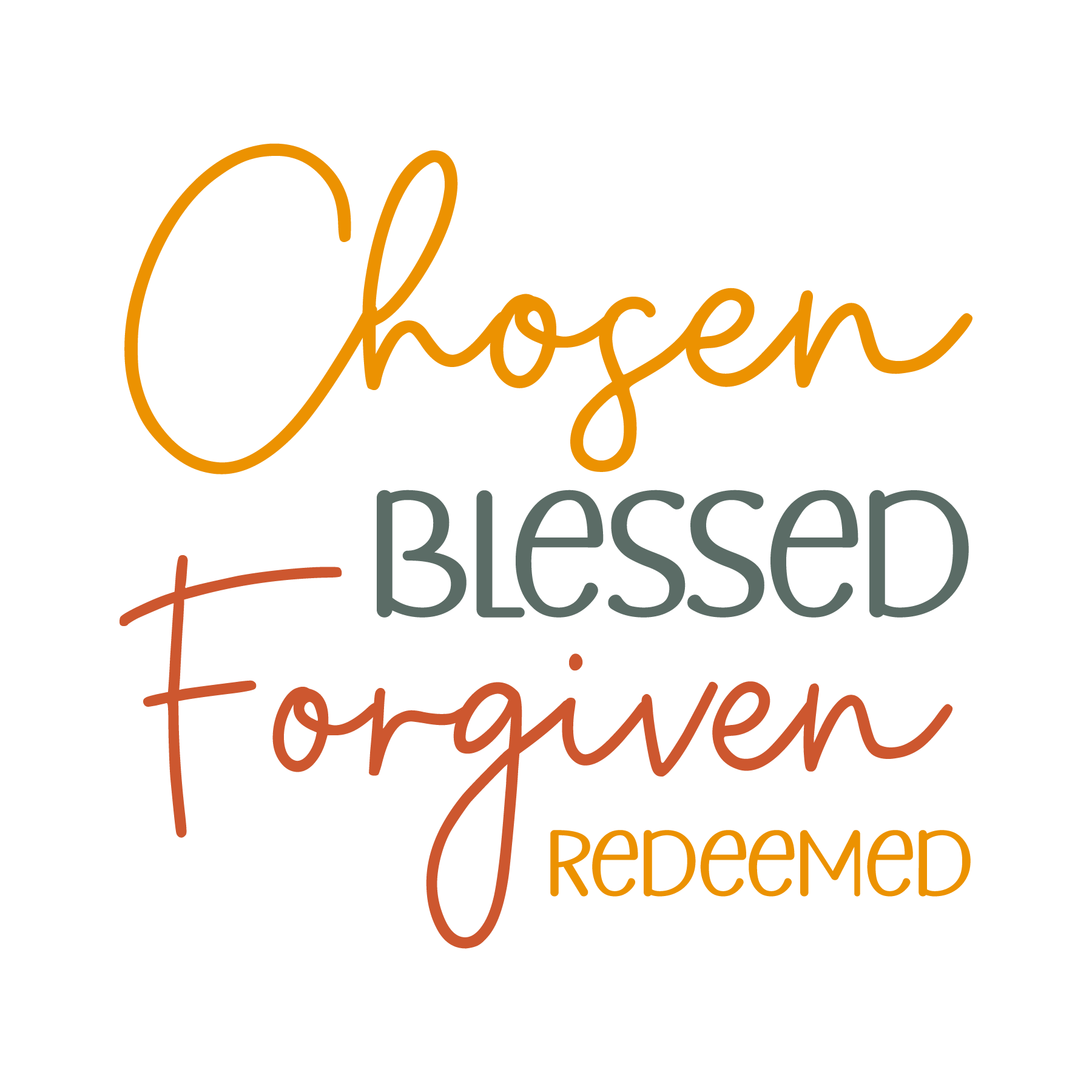 Inspirational Quote "Chosen Blessed Forgiven Redeemed" Motivational Sticker Vinyl Decal Motivation Stickers- 5" Vinyl Sticker Waterproof