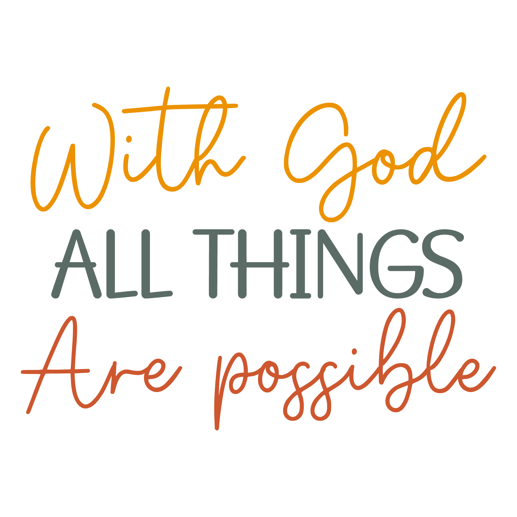 Inspirational Quote "With God All Things Are Possible" Motivational Sticker Vinyl Decal Motivation Stickers- 5" Vinyl Sticker Waterproof
