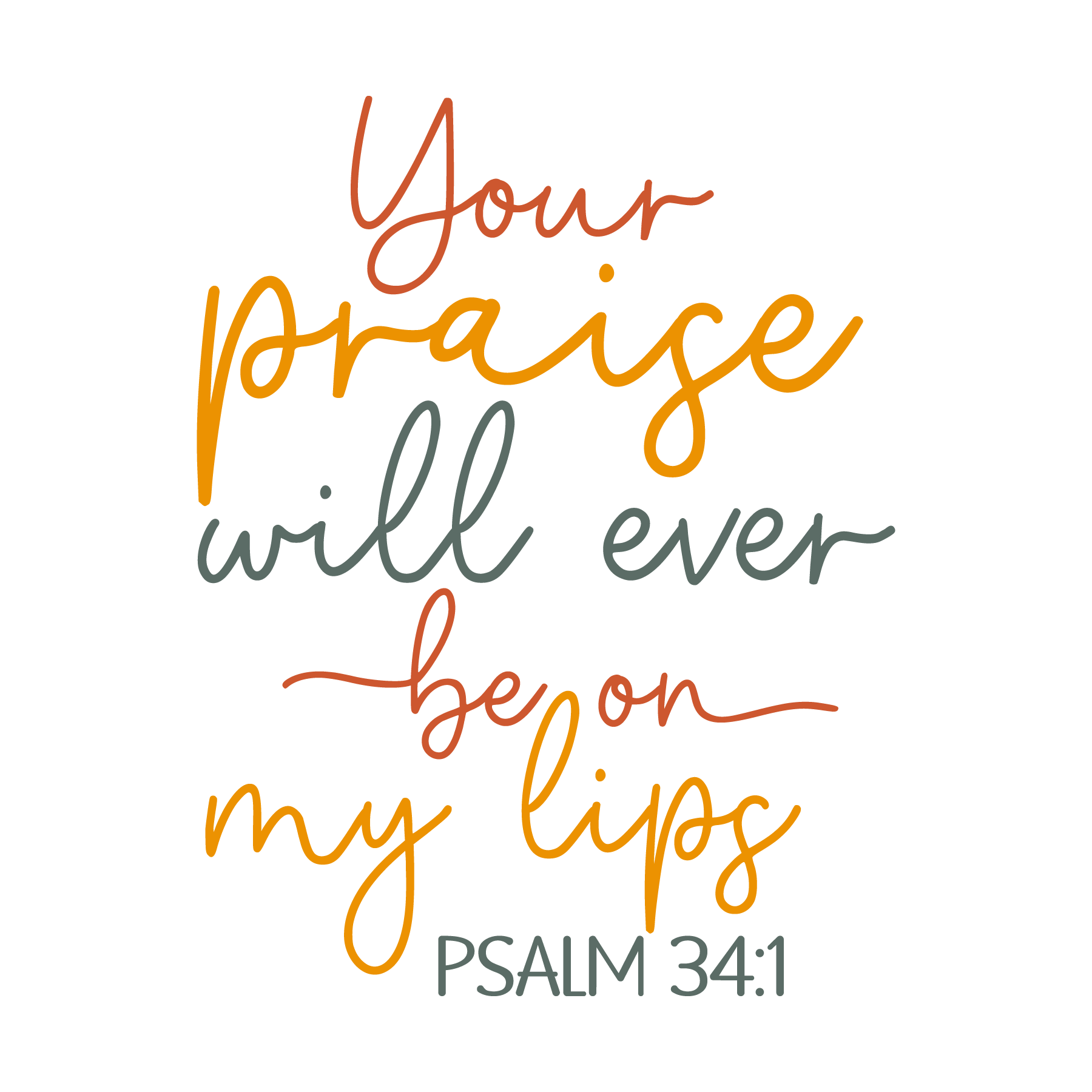 Inspirational Quote "Your Praise Will Ever Be On My Lips PSALM 34 : 1" Motivational Sticker Vinyl Decal Motivation Stickers- 5" Vinyl Sticker Waterproof