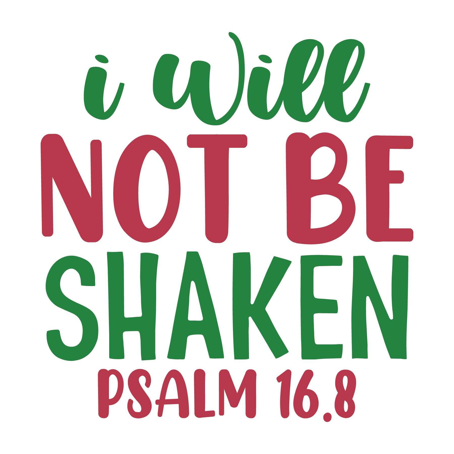 Inspirational Quote "I Will Not Be Shaken PSALM 16.8" Motivational Sticker Vinyl Decal Motivation Stickers- 5" Vinyl Sticker Waterproof