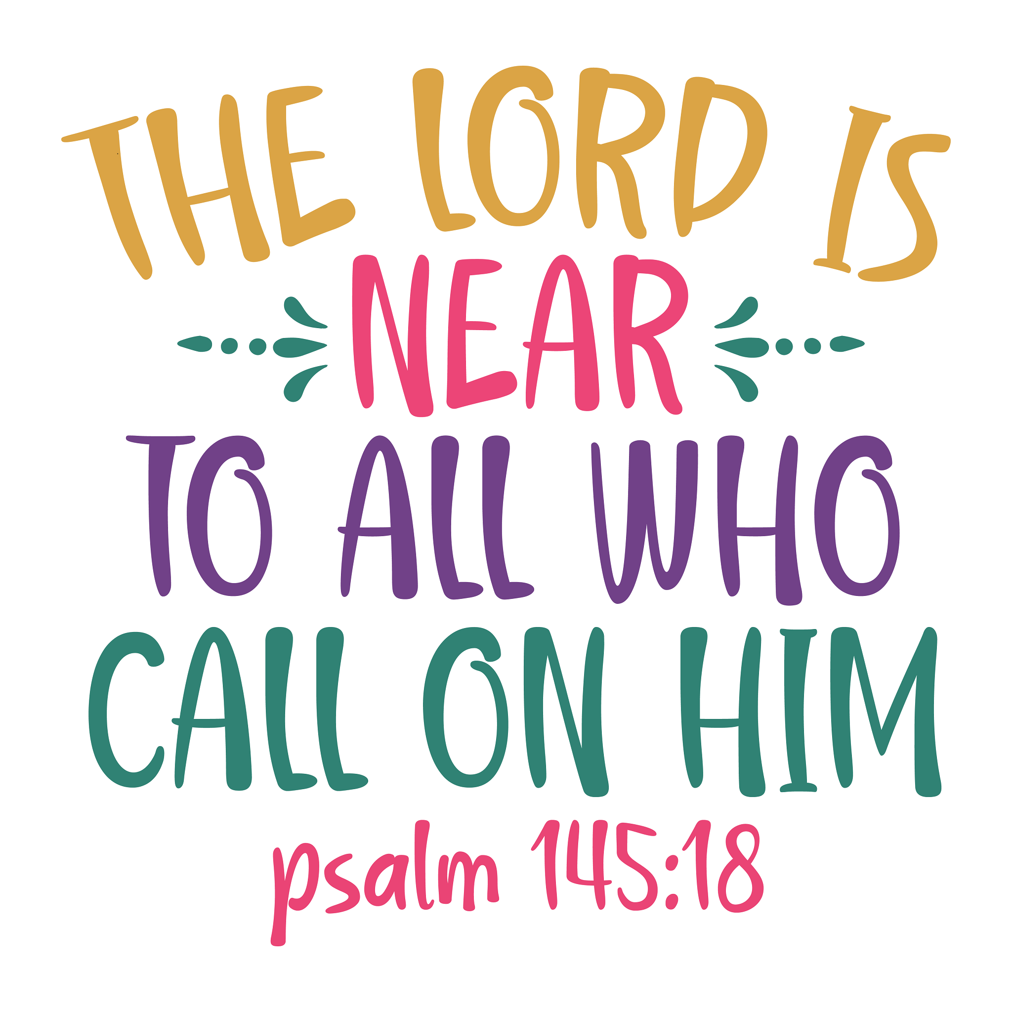 Inspirational Quote "The Lord is Near To All Who Call on Him PSALM 145:18" Motivational Sticker Vinyl Decal Motivation Stickers- 5" Vinyl Sticker Waterproof