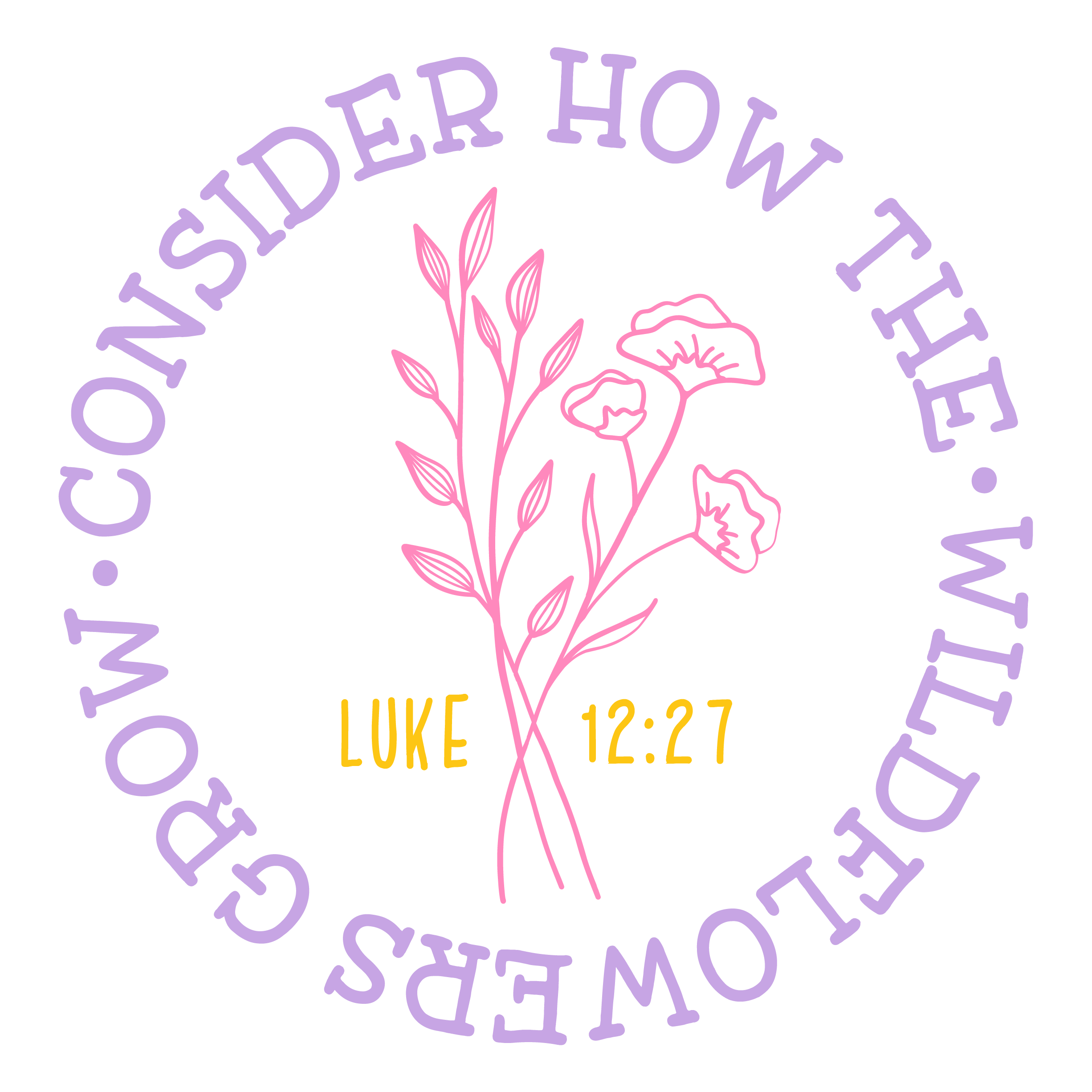 Inspirational Quote "Consider How The WildFlowers Grow Luke 12:27" Motivational Sticker Vinyl Decal Motivation Stickers- 5" Vinyl Sticker Waterproof