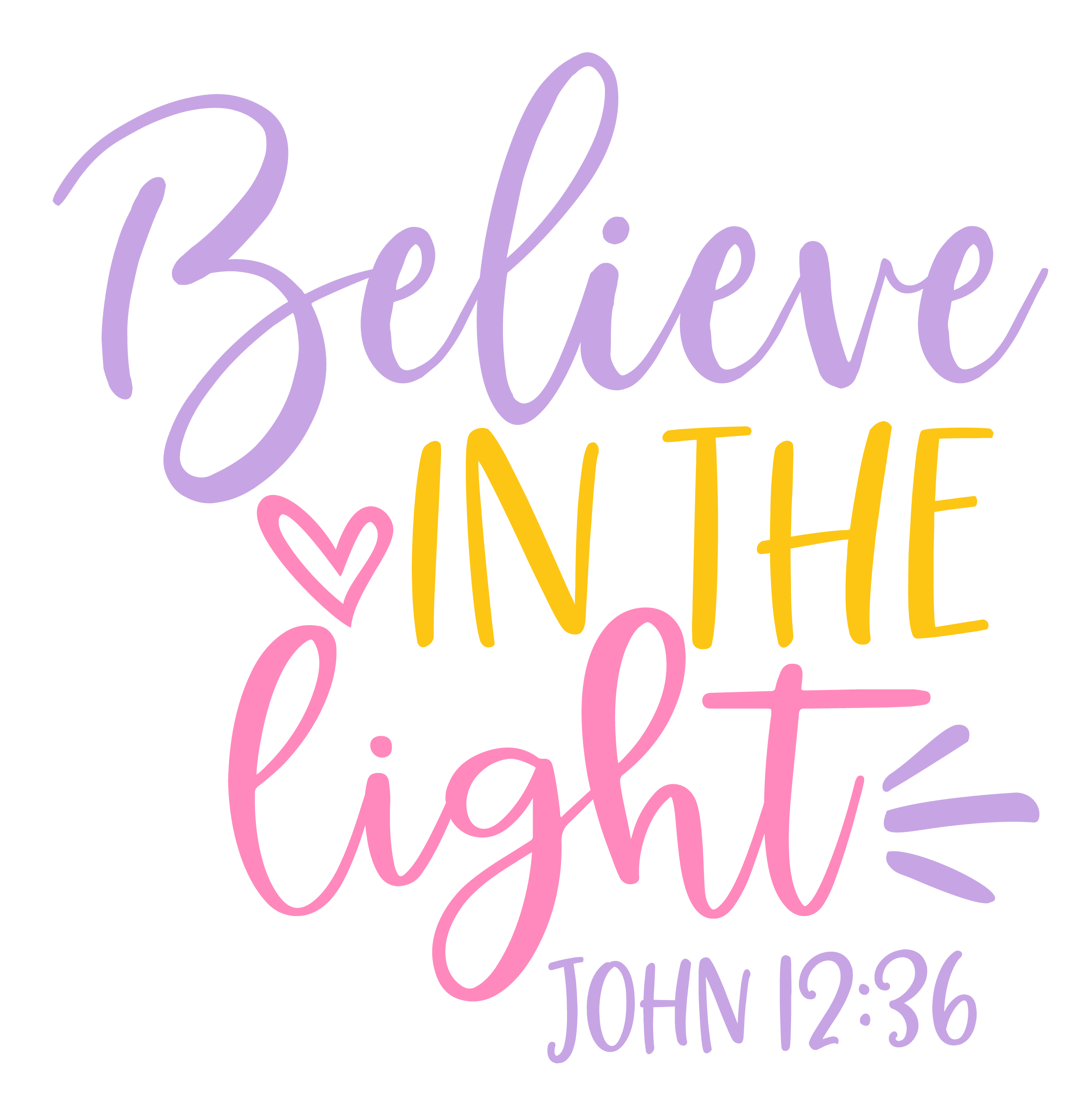 Inspirational Quote "Believe in The Light John 12:36" Motivational Sticker Vinyl Decal Motivation Stickers- 5" Vinyl Sticker Waterproof