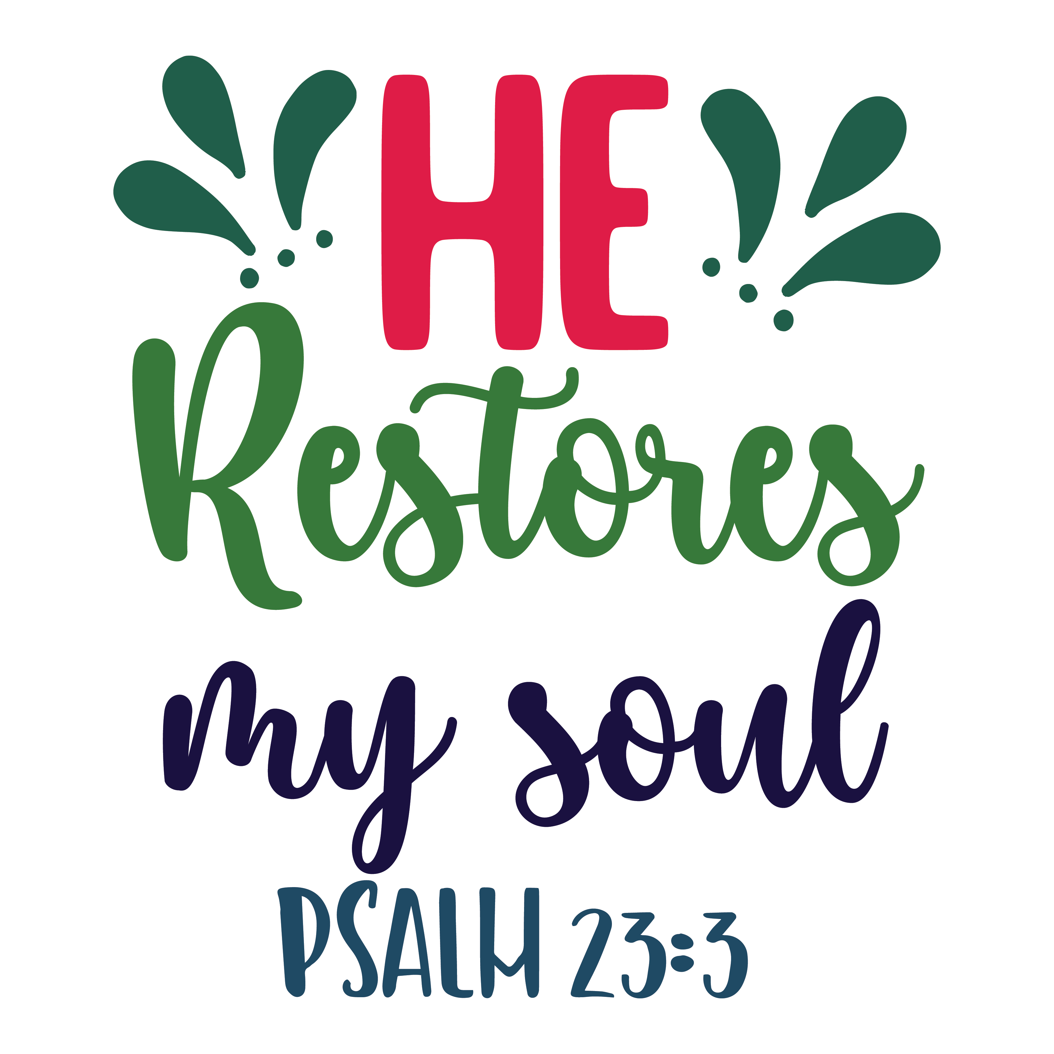 Inspirational Quote "He Restores My Soul PSALM 23:3, Sticker Gift" Motivational Sticker Vinyl Decal Motivation Stickers- 5" Vinyl Sticker Waterproof