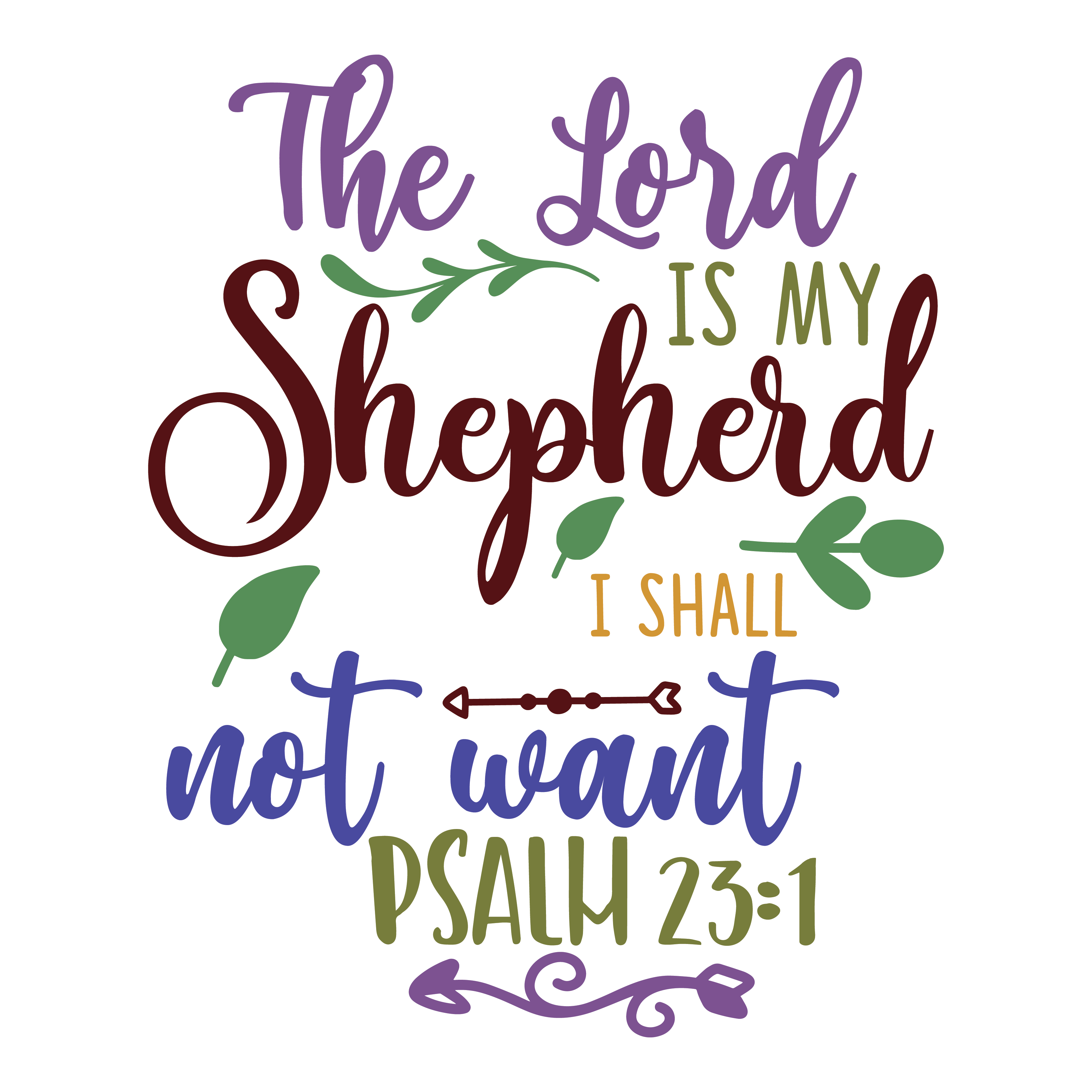Inspirational Quote "The Lord is My Shepherd I Shall Not Want PSALM 23:1, Sticker Gift" Motivational Sticker Vinyl Decal Motivation Stickers- 5" Vinyl Sticker Waterproof