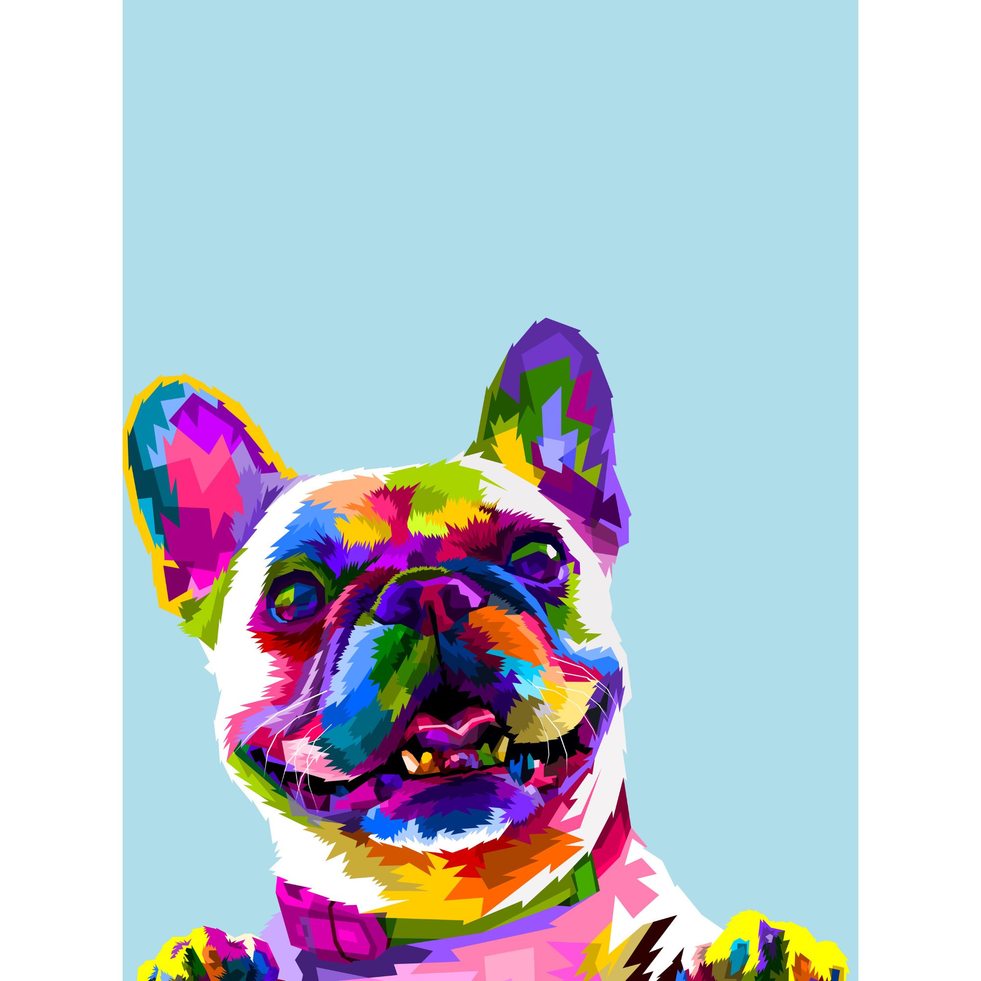 Vinyl Decal, Vibrant Multi-Color Canine Illustration Print - Cheerful Artistic Wall Decor for Modern