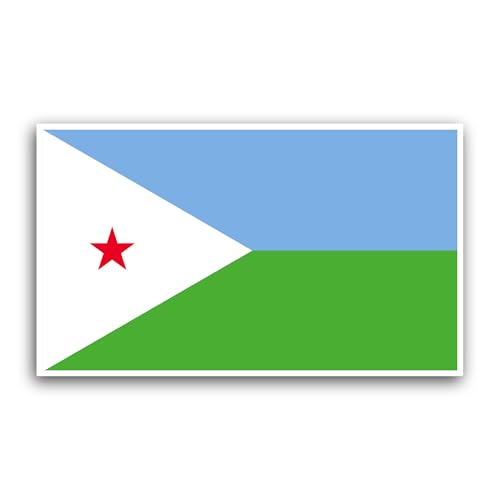 2 (Pieces) 3" and 5" Djibouti Flag Sticker, Waterproof Vinyl Decals for Many Purpose Like Cars, Truc