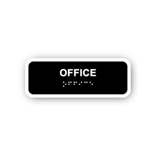 2 (Pieces) 3" and 5" Office Sign with Braille Sticker, Waterproof Vinyl Decals for Many Purpose Like