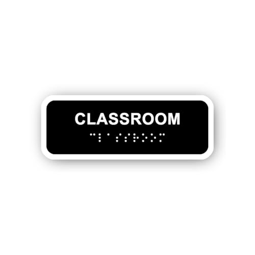2 (Pieces) 3" and 5" Classroom Sign with Braille Sticker, Waterproof Vinyl Decals for Many Purpose L
