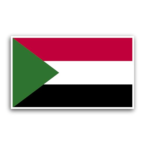 2 (Pieces) 3" and 5" Sudan Flag Sticker, Waterproof Vinyl Decals for Many Purpose Like Cars, Trucks,
