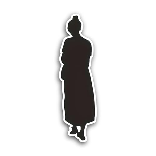 2 (Pieces) 3" and 5" Silhouette of Elderly Woman Sticker, Waterproof Vinyl Decals for Many Purpose L