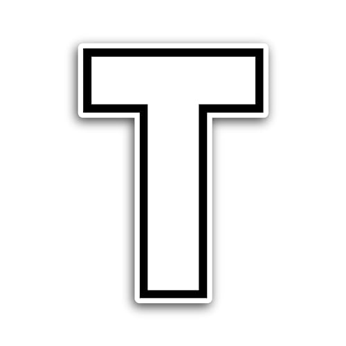 2 (Pieces) 3" and 5" Letter T Sticker, Waterproof Vinyl Decals for Many Purpose Like Cars, Trucks, L