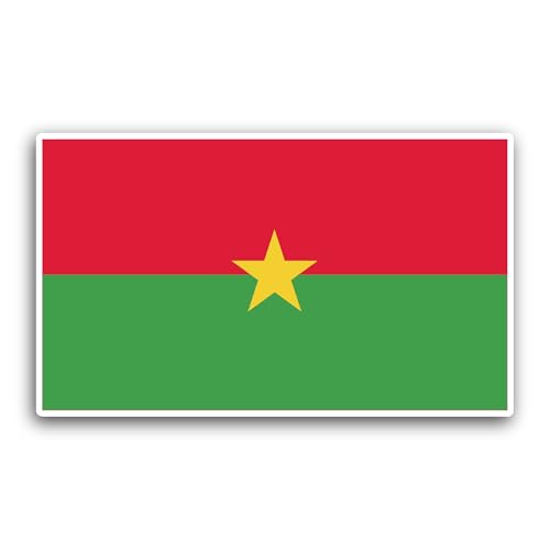 2 (Pieces) 3" and 5" Burkina Faso Flag Sticker, Waterproof Vinyl Decals for Many Purpose Like Cars, 