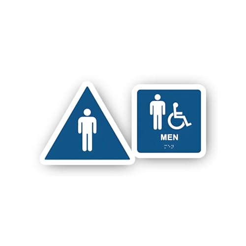 2 (Pieces) 3" and 5" Men's Restroom and Accessibility Sign Sticker, Waterproof Vinyl Decals for Many
