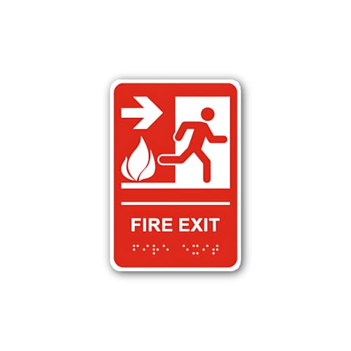 2 (Pieces) 3" and 5" Fire exit Sign red icon Sticker, Waterproof Vinyl Decals for Many Purpose Like 