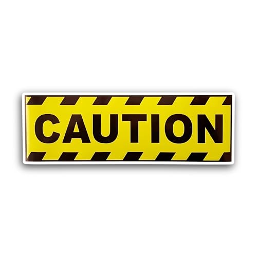2 (Pieces) 3" and 5" Caution Sign Sticker, Waterproof Vinyl Decals for Many Purpose Like Cars, Truck