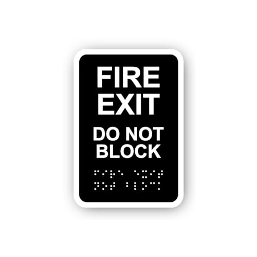 2 (Pieces) 3" and 5" Fire Exit Do Not Block (Black) Sticker, Waterproof Vinyl Decals for Many Purpos