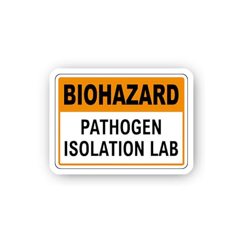 2 (Pieces) 3" and 5" Pathogen Isolation Lab Biohazard Sign Sticker, Waterproof Vinyl Decals for Many