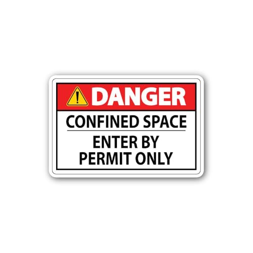 2 (Pieces) 3" and 5" Danger Confined Space Enter by Permit Only Sticker, Waterproof Vinyl Decals for