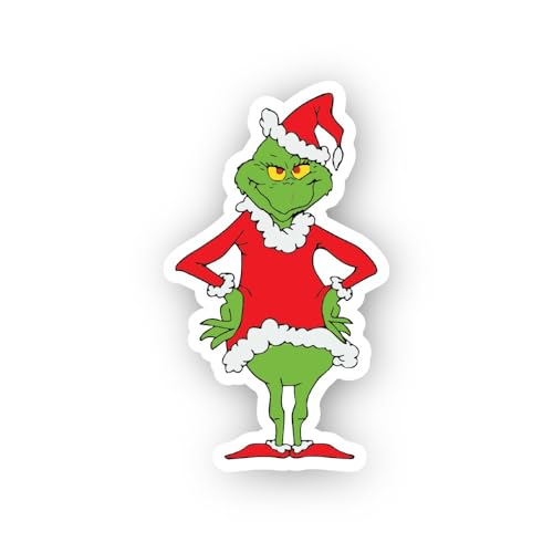 2 (Pieces) 3" and 5" Cartoon Face Wearing A Santa Costume Sticker, Waterproof Vinyl Decals for Many 