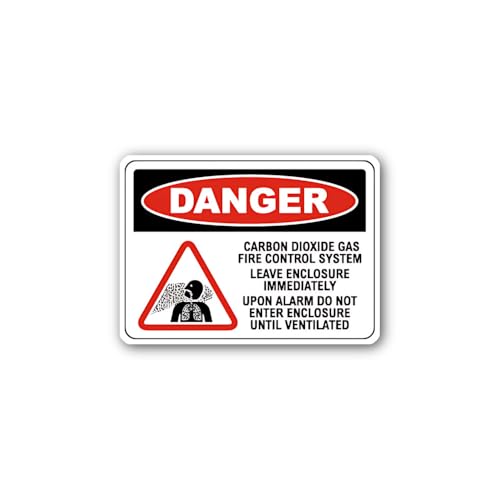 2 (Pieces) 3" and 5" Carbon Dioxide Gas FIRE Control System Sign Sticker, Waterproof Vinyl Decals fo