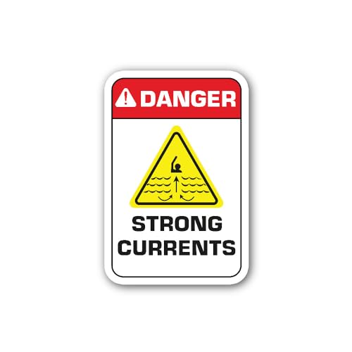 2 (Pieces) 3" and 5" Danger Strong Currents Sticker, Waterproof Vinyl Decals for Many Purpose Like C