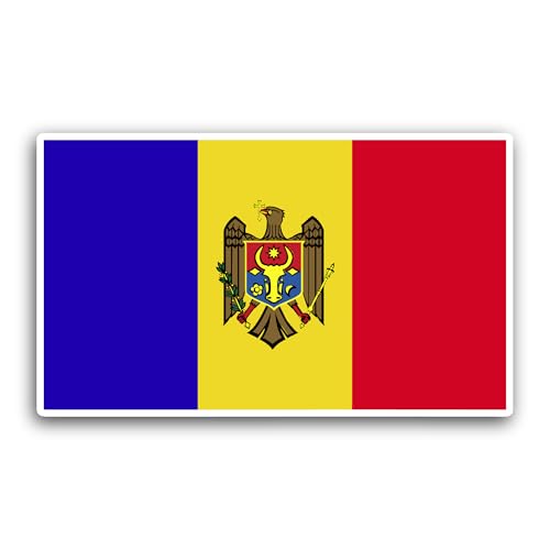 2 (Pieces) 3" and 5" Moldova Flag Sticker, Waterproof Vinyl Decals for Many Purpose Like Cars, Truck
