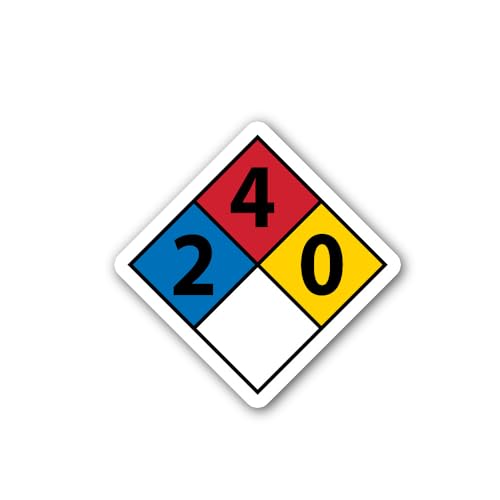 2 (Pieces) 3" and 5" NFPA Diamond 2-4-0 Chemical Safety Sign Sticker, Waterproof Vinyl Decals for Ma