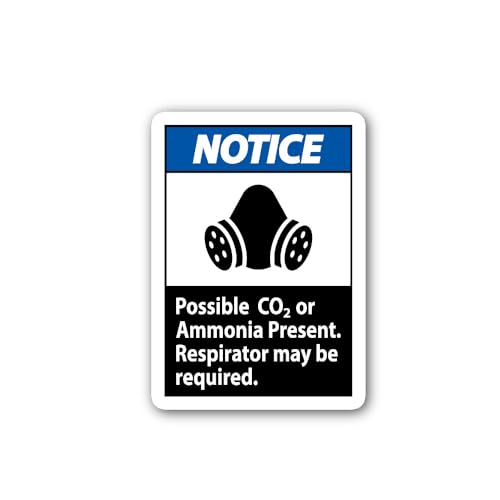 2 (Pieces) 3" and 5" Possible CO₂ or Ammonia Present Sign Sticker, Waterproof Vinyl Decals for Many 