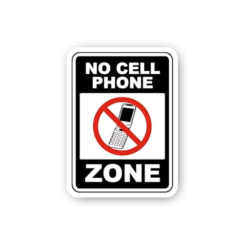 2 (Pieces) 3" and 5" No Cell Phone Zone Black and White Sticker, Waterproof Vinyl Decals for Many Pu
