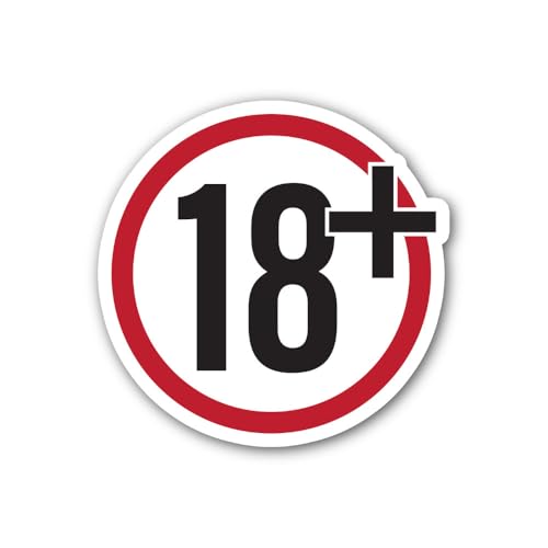 2 (Pieces) 3" and 5" 18+ Sign Sticker, Waterproof Vinyl Decals for Many Purpose Like Cars, Trucks, L