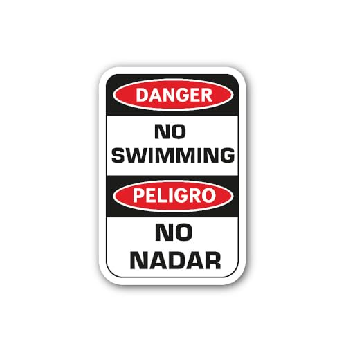 2 (Pieces) 3" and 5" NO Swimming PELIGRO Ticker, Waterproof Vinyl Decals for Many Purpose Like Cars,