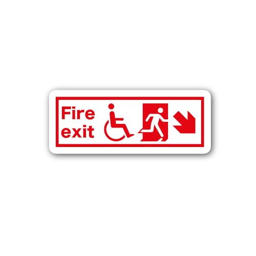 2 (Pieces) 3" and 5" Red Colour Emergency exit Sign Sticker, Waterproof Vinyl Decals for Many Purpos