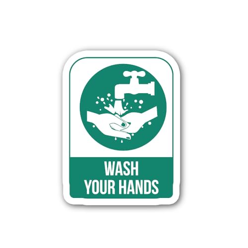2 (Pieces) 3" and 5" WASH Your Hands Sign Sticker, Waterproof Vinyl Decals for Many Purpose Like Car