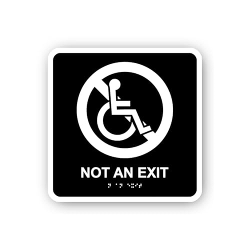 2 (Pieces) 3" and 5" Not an Exit with Wheelchair Symbol Sticker, Waterproof Vinyl Decals for Many Pu