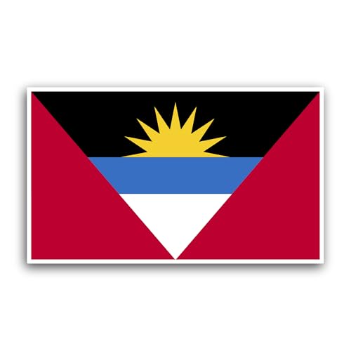 2 (Pieces) 3" and 5" Antigua and Barbuda Flag Sticker, Waterproof Vinyl Decals for Many Purpose Like