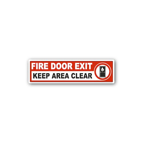 2 (Pieces) 3" and 5" Fire Door exit Keep Area Clear Sign Sticker, Waterproof Vinyl Decals for Many P