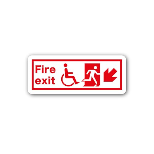 2 (Pieces) 3" and 5" Fire Escape Sign Sticker, Waterproof Vinyl Decals for Many Purpose Like Cars, T