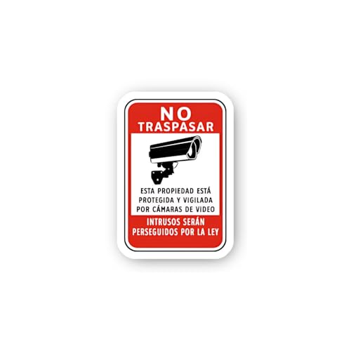 2 (Pieces) 3" and 5" Spanish No Trespassing Surveillance Sticker, Waterproof Vinyl Decals for Many P