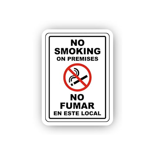 2 (Pieces) 3" and 5" Bilingual Premises No Smoking Sign Sticker, Waterproof Vinyl Decals for Many Pu