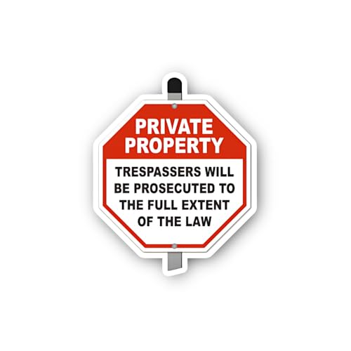 2 (Pieces) 3" and 5" Private Property, Trespassers Will Be Prosecuted Stop Sticker, Waterproof Vinyl