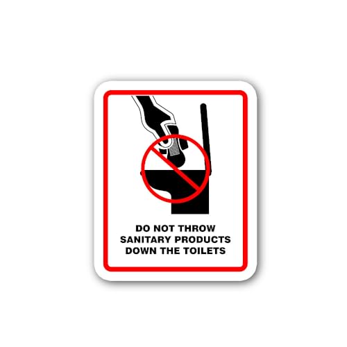 2 (Pieces) 3" and 5" Sanitary Waste Disposal Policy Sign Sticker, Waterproof Vinyl Decals for Many P
