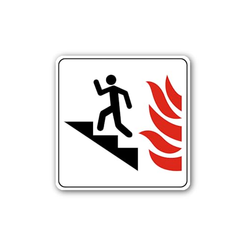 2 (Pieces) 3" and 5" Stairs in case of fire Sign Sticker, Waterproof Vinyl Decals for Many Purpose L