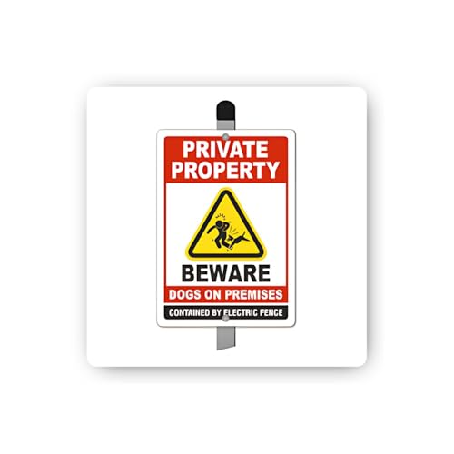 2 (Pieces) 3" and 5" Private Property Electric Fence Dog Warning Sticker, Waterproof Vinyl Decals fo