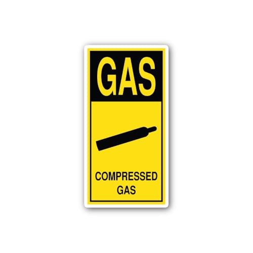 2 (Pieces) 3" and 5" Compressed Gas Warning Sign Sticker, Waterproof Vinyl Decals for Many Purpose L
