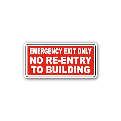 2 (Pieces) 3" and 5" One-Way Out Emergency Sign Sticker, Waterproof Vinyl Decals for Many Purpose Li
