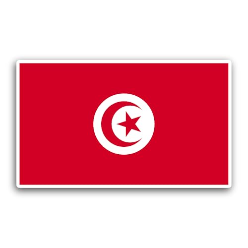 2 (Pieces) 3" and 5" Tunisia Flag Sticker, Waterproof Vinyl Decals for Many Purpose Like Cars, Truck