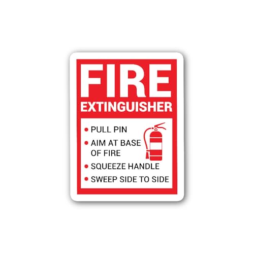 2 (Pieces) 3" and 5" FIRE Extinguisher Icon Sign Sticker, Waterproof Vinyl Decals for Many Purpose L