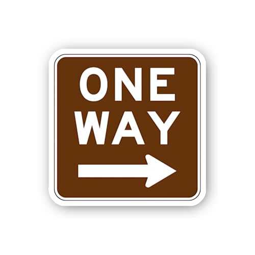 2 (Pieces) 3" and 5" Brown One Way Sign with Right Arrow Sticker, Waterproof Vinyl Decals for Many P